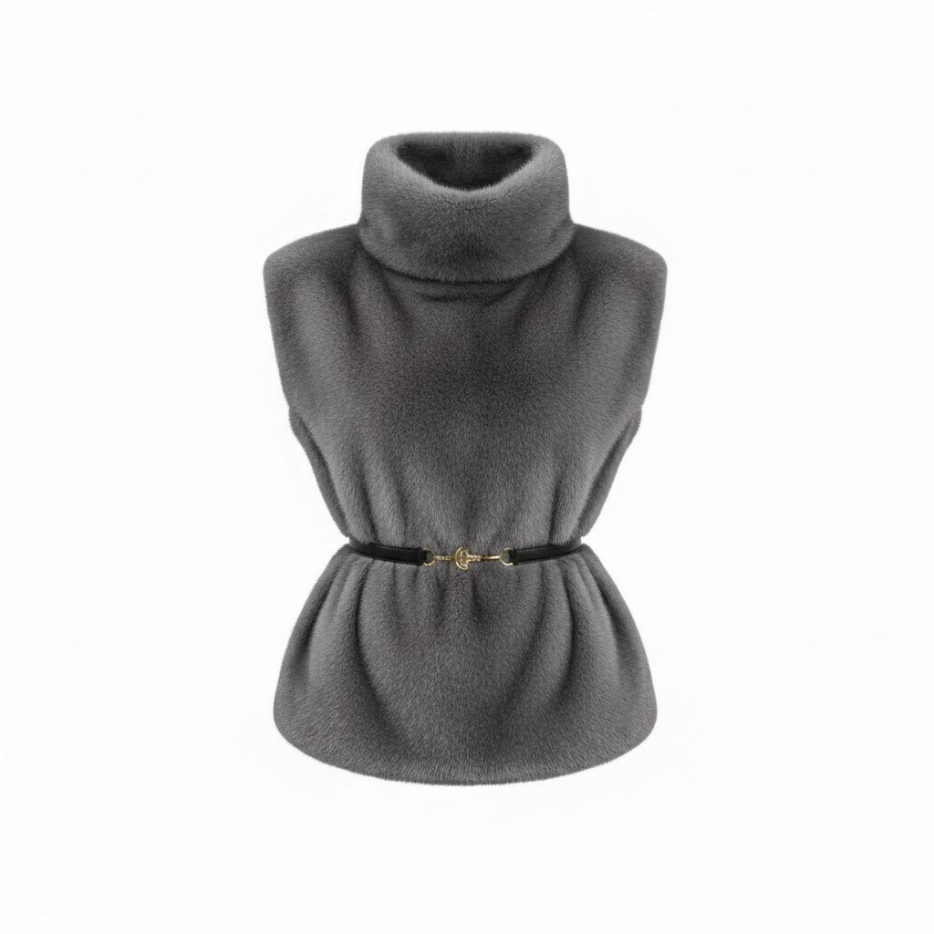 YUMI - Kunstfellweste Grau