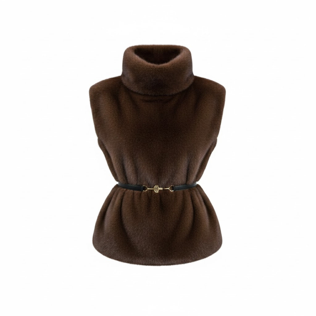 YUMI - Kunstfellweste Braun