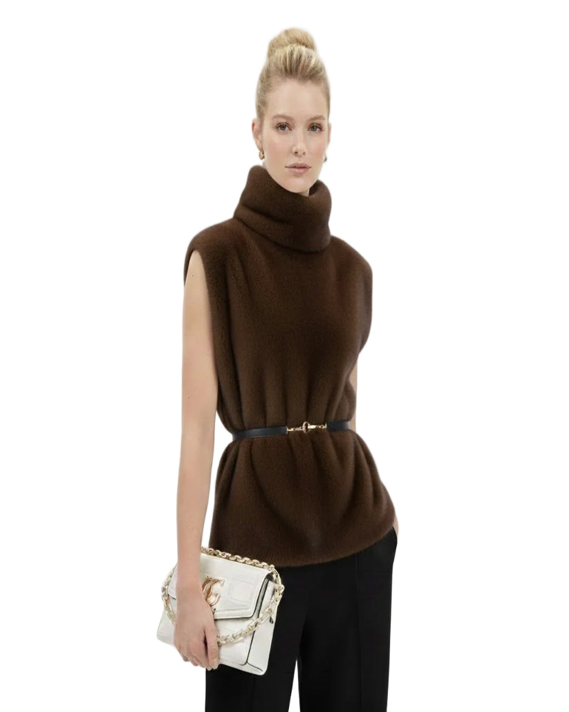 YUMI - Kunstfellweste Braun