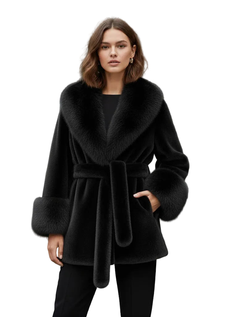 NORA - Kunstpelz-Mantel